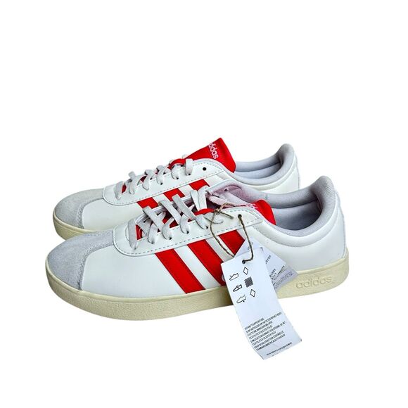 adidas Shoes - ADIDAS VL COURT BASE Sneakers Shoes WOMEN'S SIZE 8 Stripe  Red White Cream New